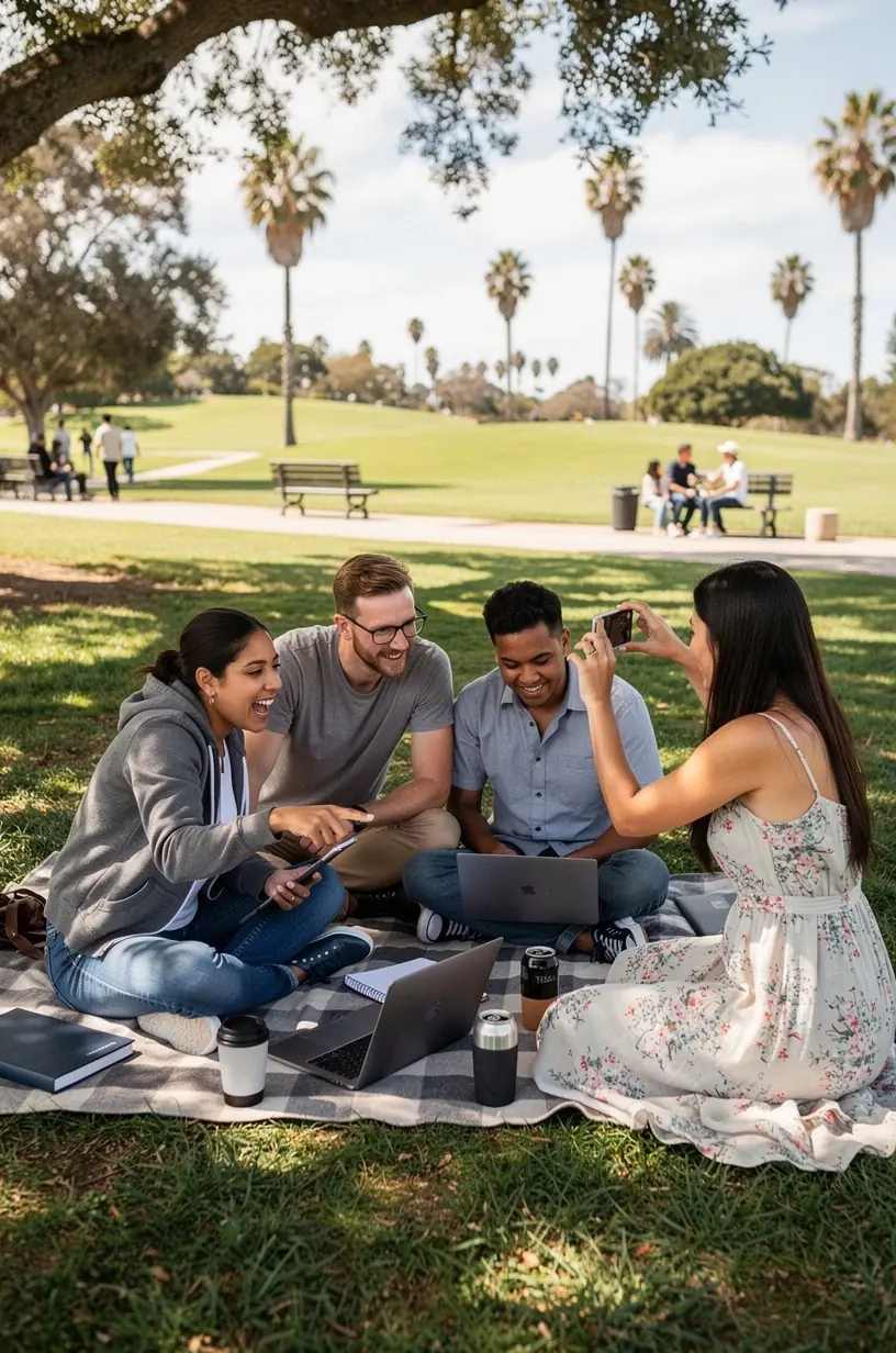 Developer team collaborating around a table, reviewing accessibility guidelines for software design.